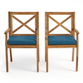 thumbnail image 5 of Tcbosik Outdoor Wood Dining Chairs Set of 2, Armchair with Cushion for Patio, Deck, Yard, Balcony, Backyard, Easy Assembly, Blue & Teak, 5 of 11