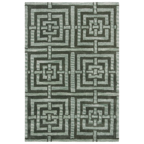 SAFAVIEH Wyndham Major Geometric Wool Area Rug, Sage, 4' x 6'