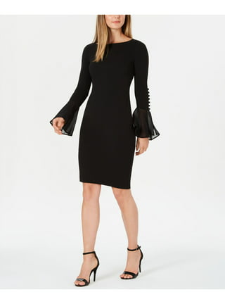 Calvin Klein Chiffon Bell Sleeve Sheath Dress Indigo 6 at