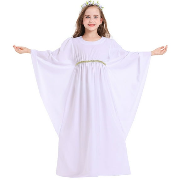 EnJoCho Girls Angel Devil Dress Set with Reversible Cape, White Halloween Dress for Christmas Pageant Role Play