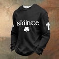 thumbnail image 2 of LNZGNM Slainte St Patricks Day Shirt Men Shamrock Clover Print Plus Size Long Sleeve Shirts Waffle Round Neck Slim Shirt Casual St Patrick's Day Top,Black 4XL, 2 of 5