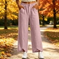 thumbnail image 3 of HomeDM Wide Leg Capri Pants for Women Casual Loose High Waisted with Pockets Pink Athletic Work Trousers Size XL, 3 of 7