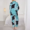 thumbnail image 3 of 2 Piece Womens Pajama Sets - cool stingray Mint green Soft Sleepwear Comfy Pajamas Ladies Pj Lounge Sets with Pockets, Long Sleeve Button Shirt and Pajama Pants Pjs Sets for Women, 3 of 6