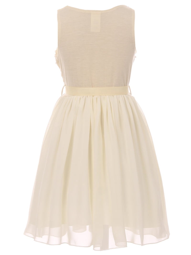 Big Girls' Embroidery Lace Pearl Trim Chiffon Holiday Party Flower Girl  Dress Ivory 10 (J21KS21) - Walmart.com