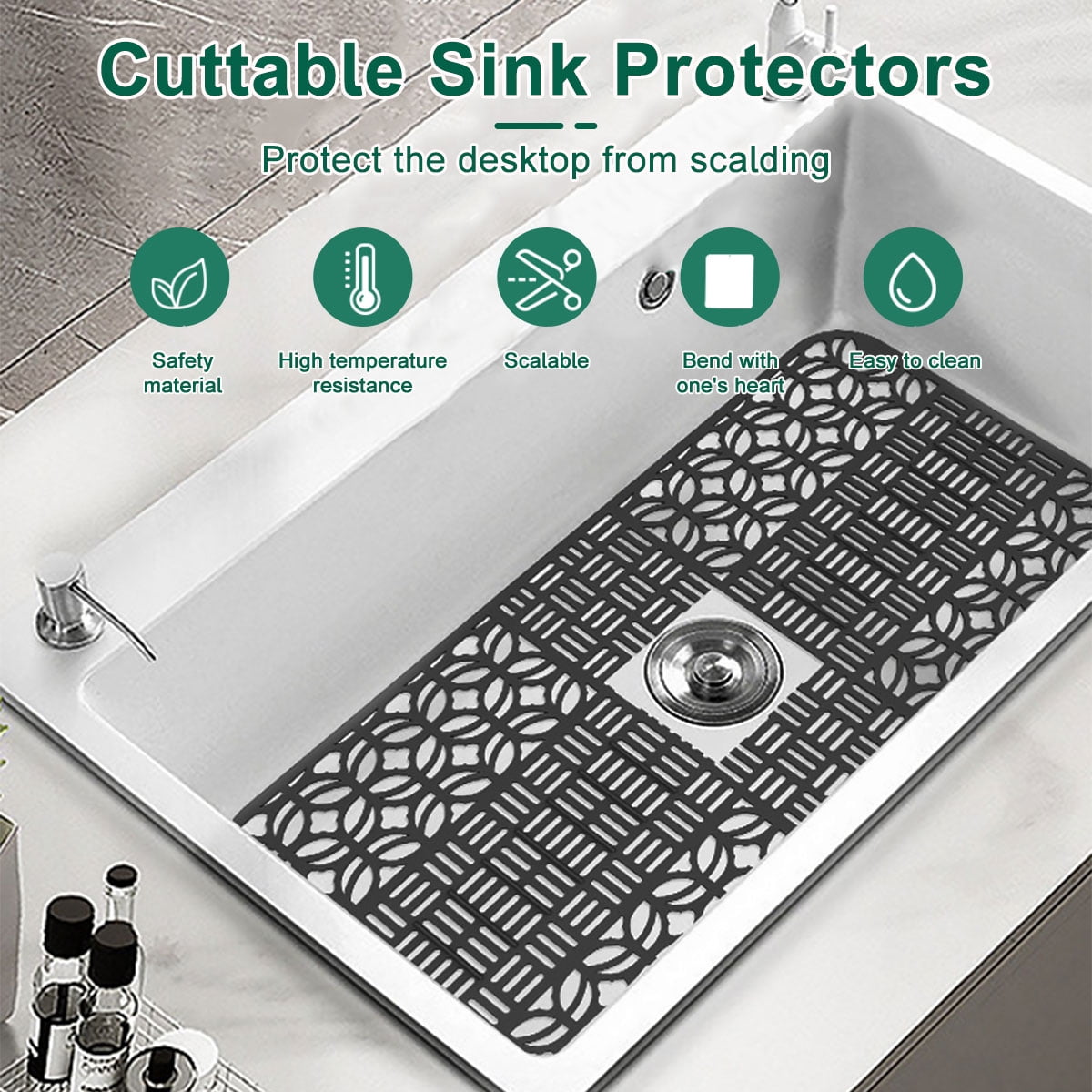 Silicone Sink Protectors for Kitchen Sink, 25” x 13” Non-slip Heat