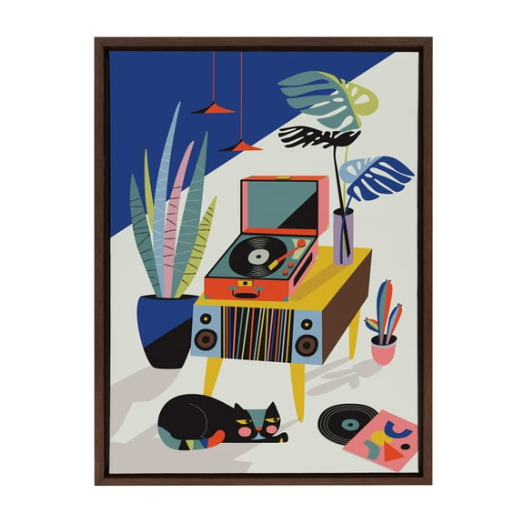 Kate and Laurel Sylvie Chill Out Saturday Framed Canvas Wall Art by Rachel Lee of My Dream Wall, 18x24 Brown, Chic Modern Art for Wall