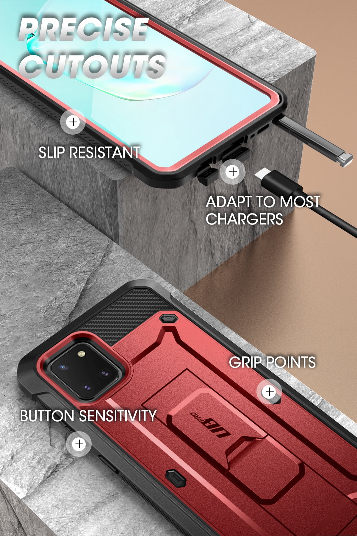 SUPCASE Unicorn Beetle PRO Series Phone Case for Samsung Galaxy Note 10 Lite, Full-Body Rugged Holster Case with Built-in Screen Protector for Samsung Galaxy Note 10 Lite 2020 (Metallic Red)