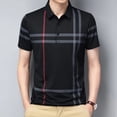 thumbnail image 2 of Men's High Quality Summer Plaid Traceless Short Sleeve Polo Shirt Classic Business Casual Breathable Men's Striped Lapel T-Shirt, 2 of 5