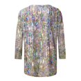 thumbnail image 5 of Puliio Women's Sequin Shirts Glitter Printing 3/4 Sleeve Round Neck Top Summer Casual Loose Top Blouse, 5 of 5