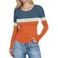 thumbnail image 7 of HongQid Womens Long Sleeve Stretch Crewneck Ribbed T-Shirt Slim Fit Casual Basic Tops, 7 of 7