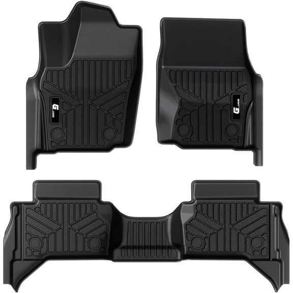 3D Floor Mats for 2024 Toyota Tacoma 2 Rows, Black TPE All-Weather Car Mats, Laser Measured Custom Fit Front & Rear Liners
