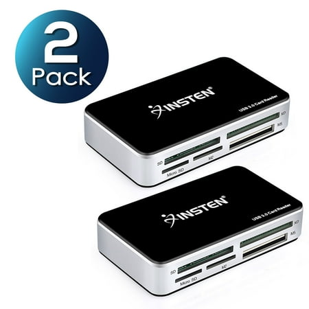 - 2 Pack Insten USB 3.0 Super High Speed All-in-1 Multi Memory Card Reader For Compact Flash / Micro Drive / SD / SDHC / Micro SD / MS / MS Pro / MS Pro Duo / XD Card (USB 3.0 Cable included)
