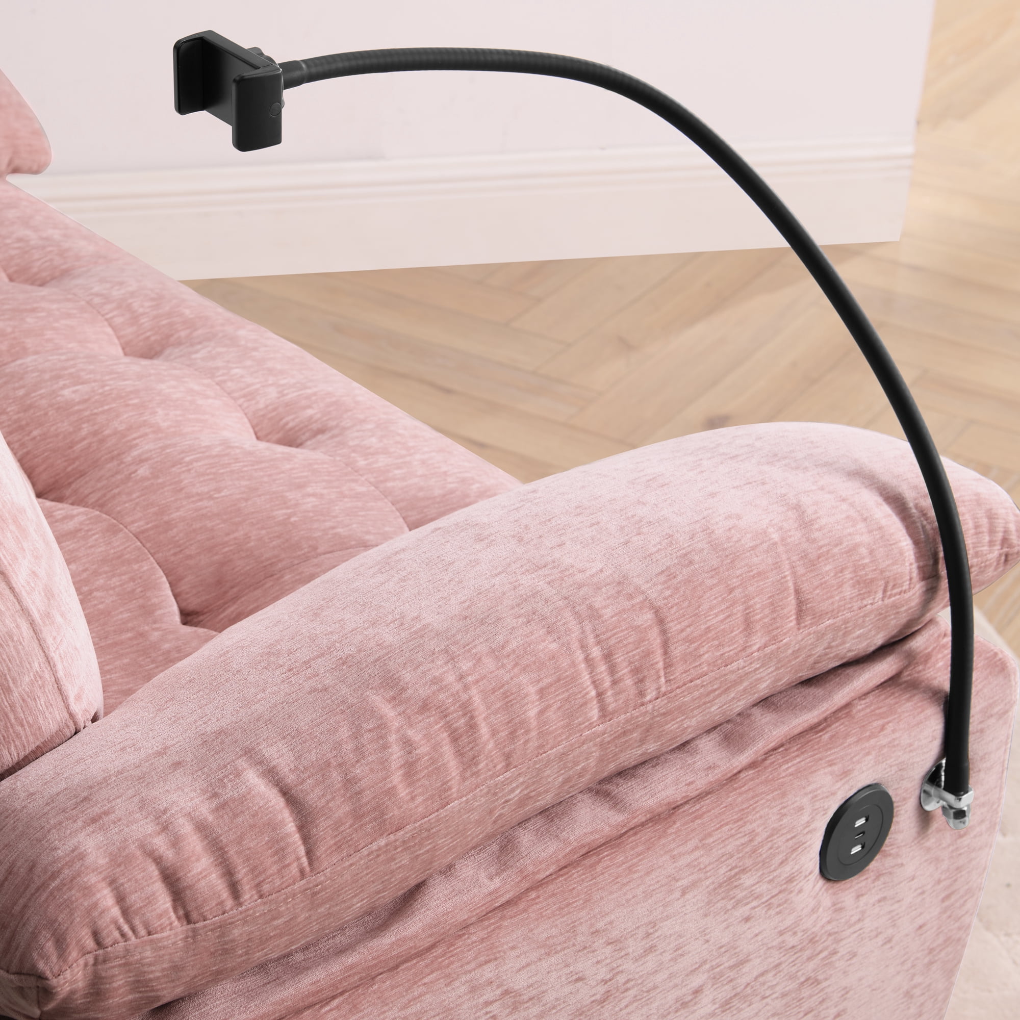 Recliner Loveseat with Adjustable Backrest, Cup Holders, USB Charging Port, Phone Stand and Storage Ottoman