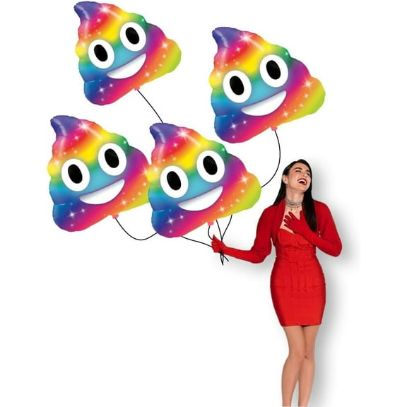 PMU 4 Pieces 30 Inches Valentine's Day Balloons, RainBow Huge Poop Balloons ,Love Balloons For Special Events, Photo Props Party Decoration and Accessories (4/Pkg)