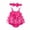 A-Hot Pink28, variant on OSOLU Baby Girl Bodysuit Clothes Floral Mesh Layered Spaghetti Strap Summer Rompers With Headbands 2 Piece Set For Newborn Infant 1-18M Lovely Onesie