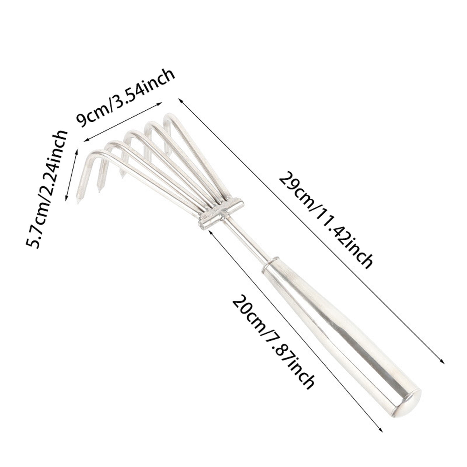 Stainless Steel Hand Rake - 5-Claw Heavy Duty Garden Cultivator with Ergonomic Handle, Soil Tiller and Weeding Tool for Gardening, Cultivating, Loosening Soil and Spreading Mulch