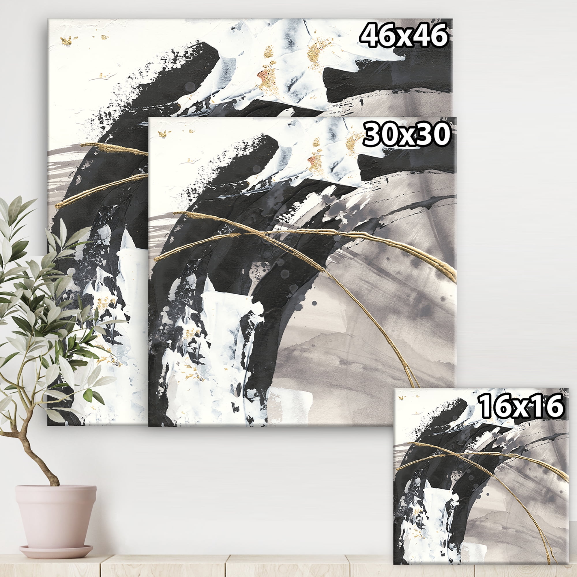 Designart 'Glam Painted Arcs I' Transitional gallery-wrapped Canvas
