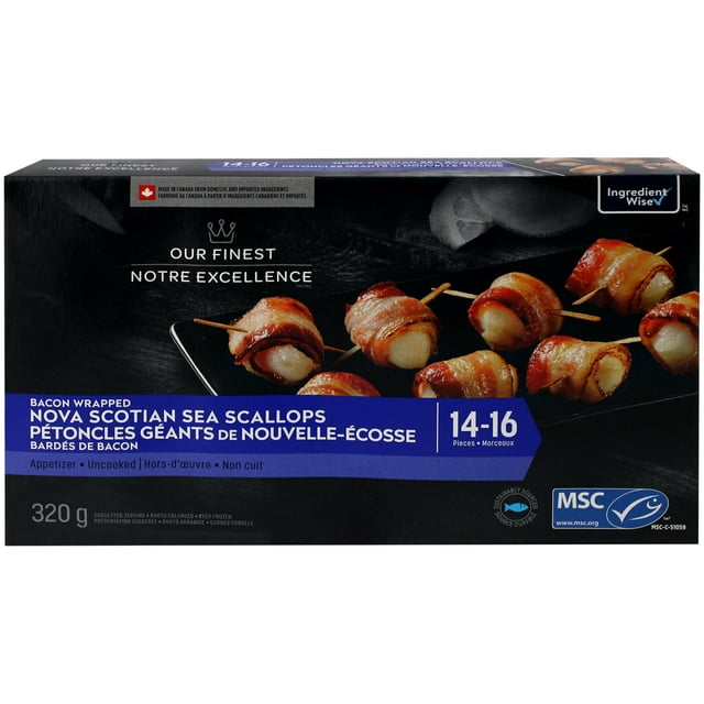 Pétoncles géants de Nouvelle-Écosse bardés de bacon Notre Excellence 320 g