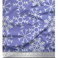 thumbnail image 1 of Soimoi Blue polyester Crepe Fabric Snow Flakes Floral Decor Fabric Printed Yard 52 Inch Wide, 1 of 5