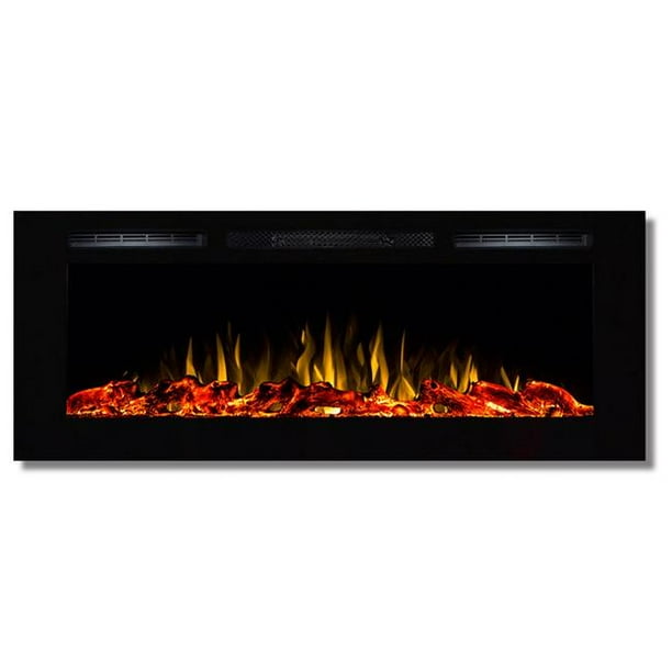 Regal Flame Lw2050wl Ef 50 In Fusion Log Built Ventless Recessed Wall Mounted Electric Fireplace Com - Alcohol Gel Fireplace With Faux Log Insert Ventless