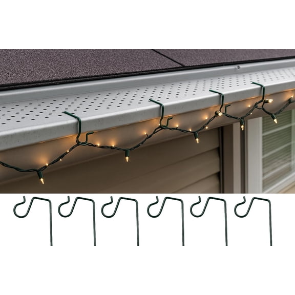 80 Pieces Christmas Gutter Lights Clips for Hanging Stainless Steel Outdoor Guard Gutter Hook Christmas Light Hooks Clips for Outdoor Xmas Lights (Green)