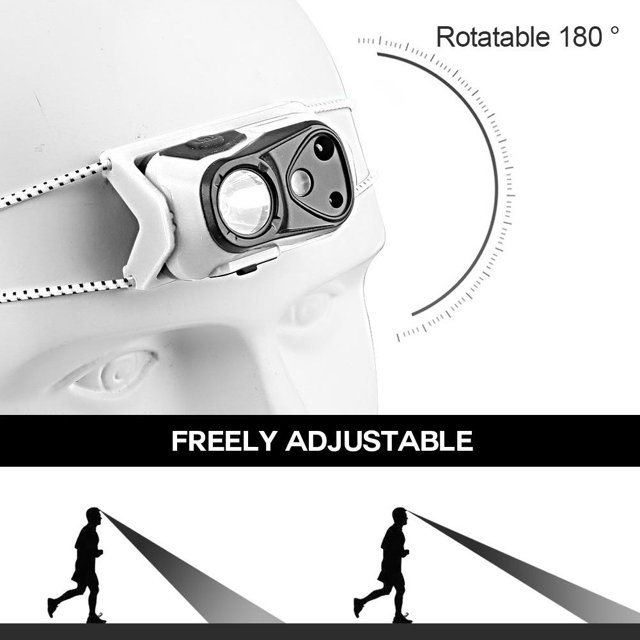 Lámpara Linterna frontal LED con sensor recargable, linterna para acampar y correr (blanco) Likrtyny Para estrenar