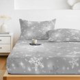 thumbnail image 6 of Twin XL Size Fitted Sheet Set - Grey Snowflake Christmas 2 Piece Bedding Sets 16" Deep Pocket Fitted Sheet with 1 Pillowcases, Winter Xmas Snowflake Gray Modern Art Microfiber Hotel Bed Sheets, 6 of 9