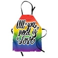 thumbnail image 1 of All You Need Is Love Apron, Gay Pride Slogan with Hand-written Lettering on Rainbow Spectrum Flag, Unisex Kitchen Bib with Adjustable Neck for Cooking Gardening, Adult Size, Multicolor, by Ambesonne, 1 of 4