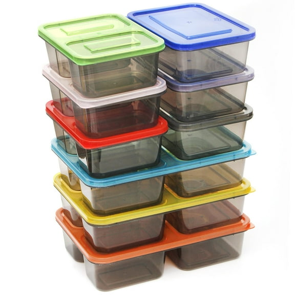 Youngever 9 Sets Bento Lunch Box, Meal Prep Containers, Reusable Plastic Food Storage Container Boxes Container Boxes (3 Size)