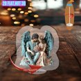 thumbnail image 5 of A rotating acrylic ornament featuring two fairy lovers in vibrant colors holding flowers and embracing on a pure white background, 5 of 6