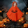 thumbnail image 4 of CUZIBR Boys Kids Halloween Ghost Robe Hooded Poncho Jagged Edge Ghost Funny Face Print Irregular Hem Cloak Toddler Cosplay Party Costume,7-Orange,7-9 Years, 4 of 6