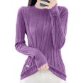 thumbnail image 4 of Razzly Women's Oversized Pullover Sweater Soft Knit Long Sleeve Round Neck Casual Comfortable Tops Loose Fit Stylish Basic for Fall Winter(Purple,XL), 4 of 4