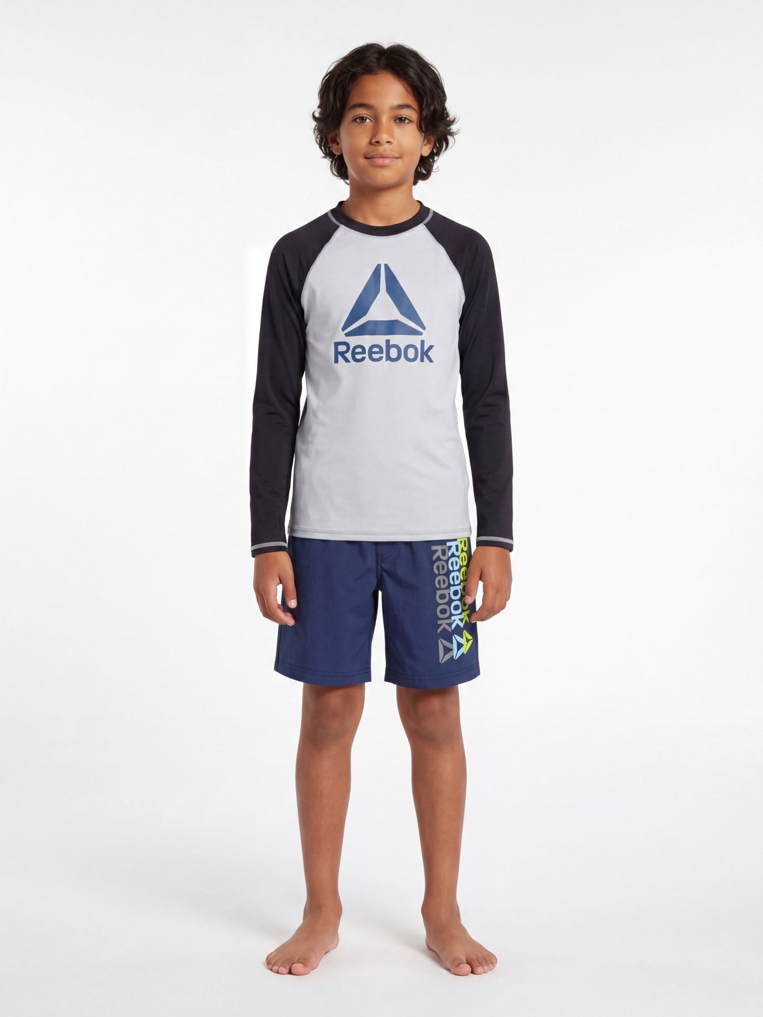 Reebok Boys Long Sleeve Rashguard with UPF 50+ Protection, Sizes 4-18