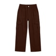 thumbnail image 4 of cocolona Womens Solid Color Casual Cargo Pants Elastic Waist Straight Wide Leg Outdoor Work Denim Pants with Pockets, 4 of 4