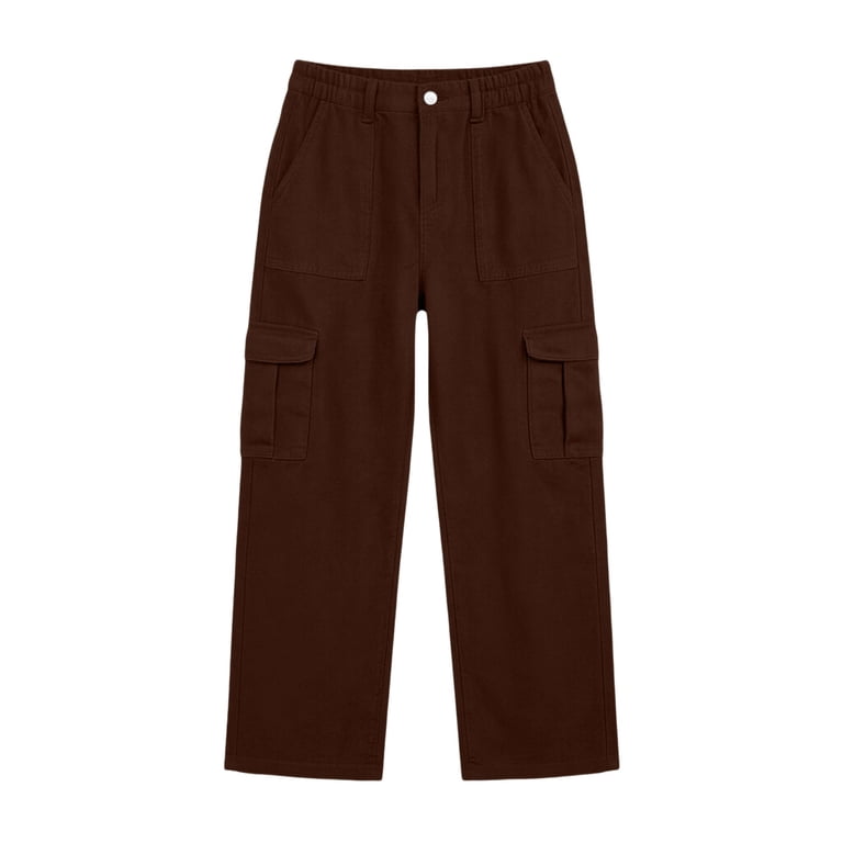 Solid Color Cargo Pants For Womens Liweisiy Back Elastic Waist
