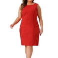 thumbnail image 2 of DARING DIVA Plus Size Sleeveless Straight Pencil Sheath Dresses 3X Red, 2 of 6