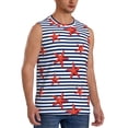thumbnail image 2 of Fotbe Starfish Navy Blue Stripe Men's Camiseta sin Mangas Estampada para Hombres, Playera Casual para Gimnasio, Entrenamiento, Playa-Large, 2 of 7
