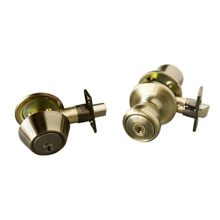 Outdoors Terrace Rooftop Design Ideas Design House 728378 Terrace 6-Way Universal Entry Door Knob and Deadbolt Combo, Antique Brass ()