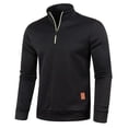 thumbnail image 3 of Havenx Men's Pullover Shirts Quarter Zip Long Sleeve Sweatshirts Knitted Stand Collar Pullover Sweatshirt Mock Neck Warm Slim Fit Comfy Lightweight Workout Clothing,Black 5XL, 3 of 5