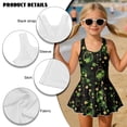 thumbnail image 4 of DISNIMO Girls' Swimsuit Saint Patrick Leaf Printed One-Piece Bathing Suit with Skirt Quick Dry Swim Dress U Neck Swimwear Hawaiian Summer Swimdress for Beach Pool Party, 4 of 8