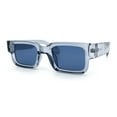 thumbnail image 4 of Narrow Rectangle Horn Rim Gentlmanly Thick Beveled Plastic Sunglasses Blue Slate - Black, 4 of 8