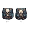 thumbnail image 3 of Fuzoiu Vintage Leaf Flower Skull Print Women's Athletic Shorts, Double-Layer Running Shorts with Pocket,Women's Workout Shorts for Yoga, Gym, and Workouts-Large, 3 of 7
