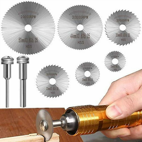 8Pcs Rotary Drill Saw Blades, Steel Saw Wheel Cutting Blades with 1/8" Straight Shank Mandrel for Dremel Fordom Drills Rotary Tools (Power Tools are not Included)