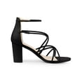thumbnail image 3 of BLISSFUL STEP Crisscross Strappy Strap Chunky Heel Sandals for Women, 3 of 6