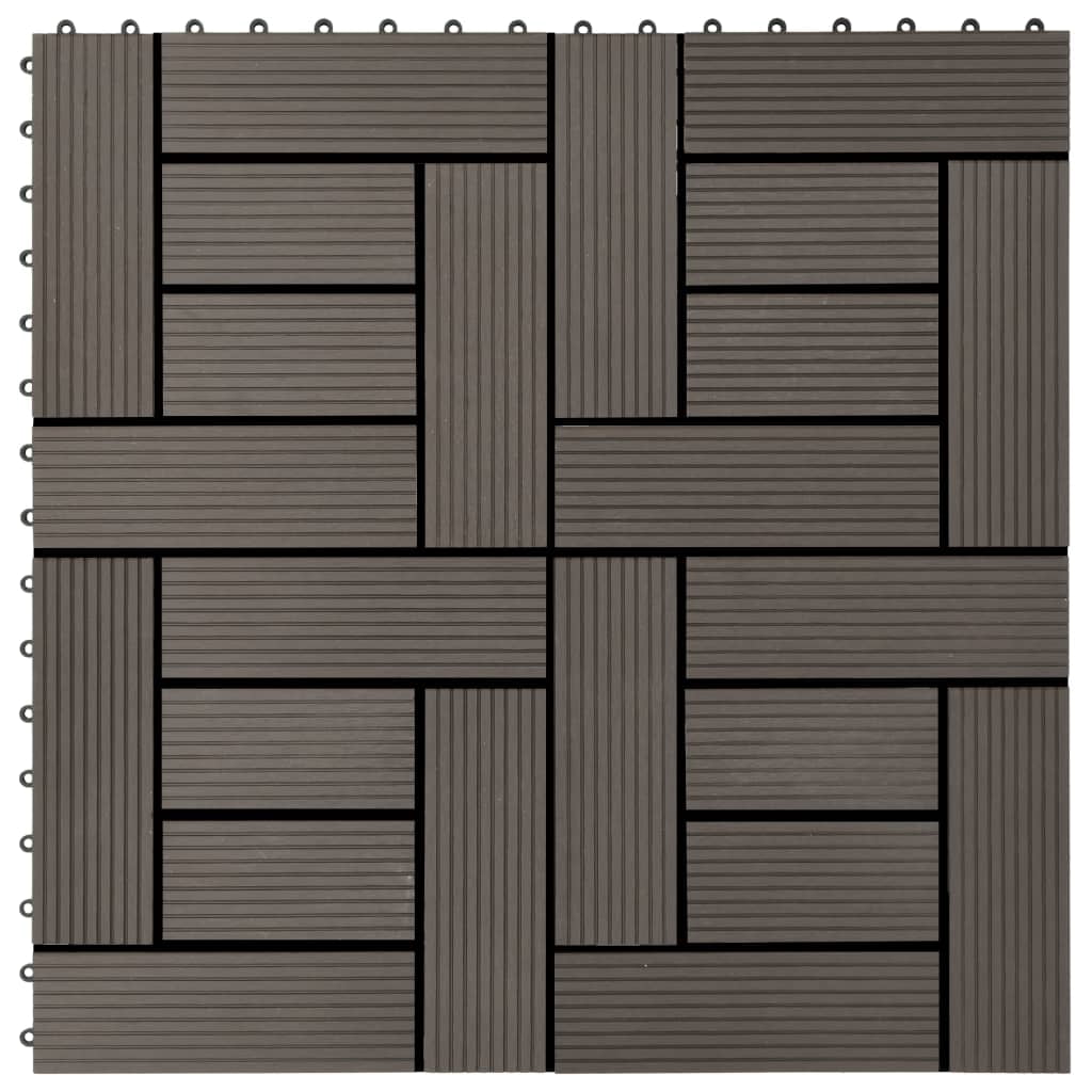 10-Pack 12x12 Acacia Wood Deck Tiles - Stripe Pattern, Interlocking Patio Pavers, Easy Install