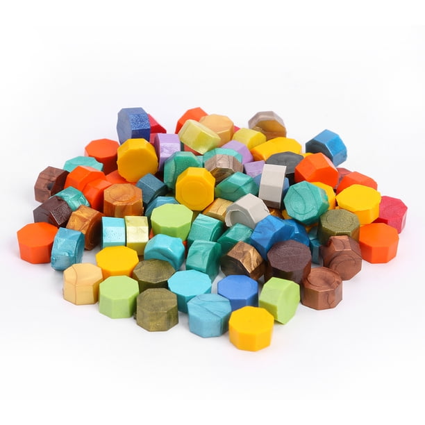 Hugtrwg 100 cuentas sello cera hechas a mano octágono vintage para sobres (cera sellado-D