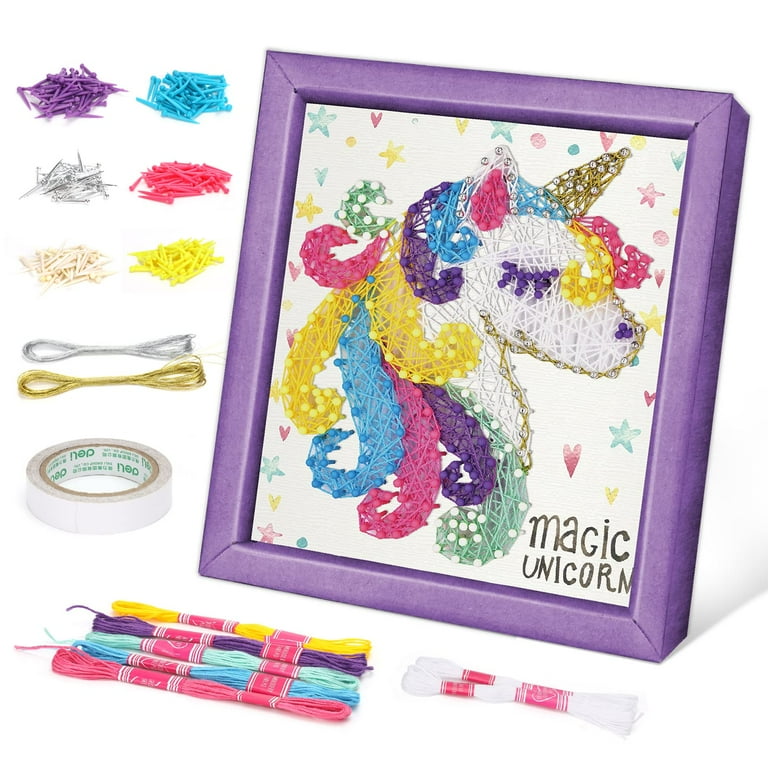 Gifts for Kids Girls 8 9 10 11 12 Year Old, Unicorn Crafts Toys for Teens  Age 4 5 6 7 Kid Birthday Presents Art Craft Night Light Kits for 5-9 Year  Old Child Art Supplies String Activities-Clearance 