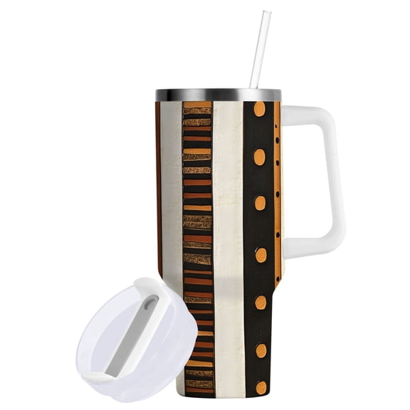 Yayeee 40oz Stainless Steel Tumbler with Straw and Handle Double-Wall Insulated Travel Water Bottle, Abstract Dots
