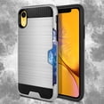 thumbnail image 7 of FINCIBO Brushed Card Wallet Hybrid Case Slim Hard Layer Armor Cover for Apple iPhone XR 6.1", Silver, 7 of 7