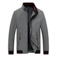 thumbnail image 1 of Chaqueta con capucha sólida con cuello alto para hombre Abrigo de manga larga con bolsillo Zipoer Pompotops  oipoqjl37679, 1 of 4